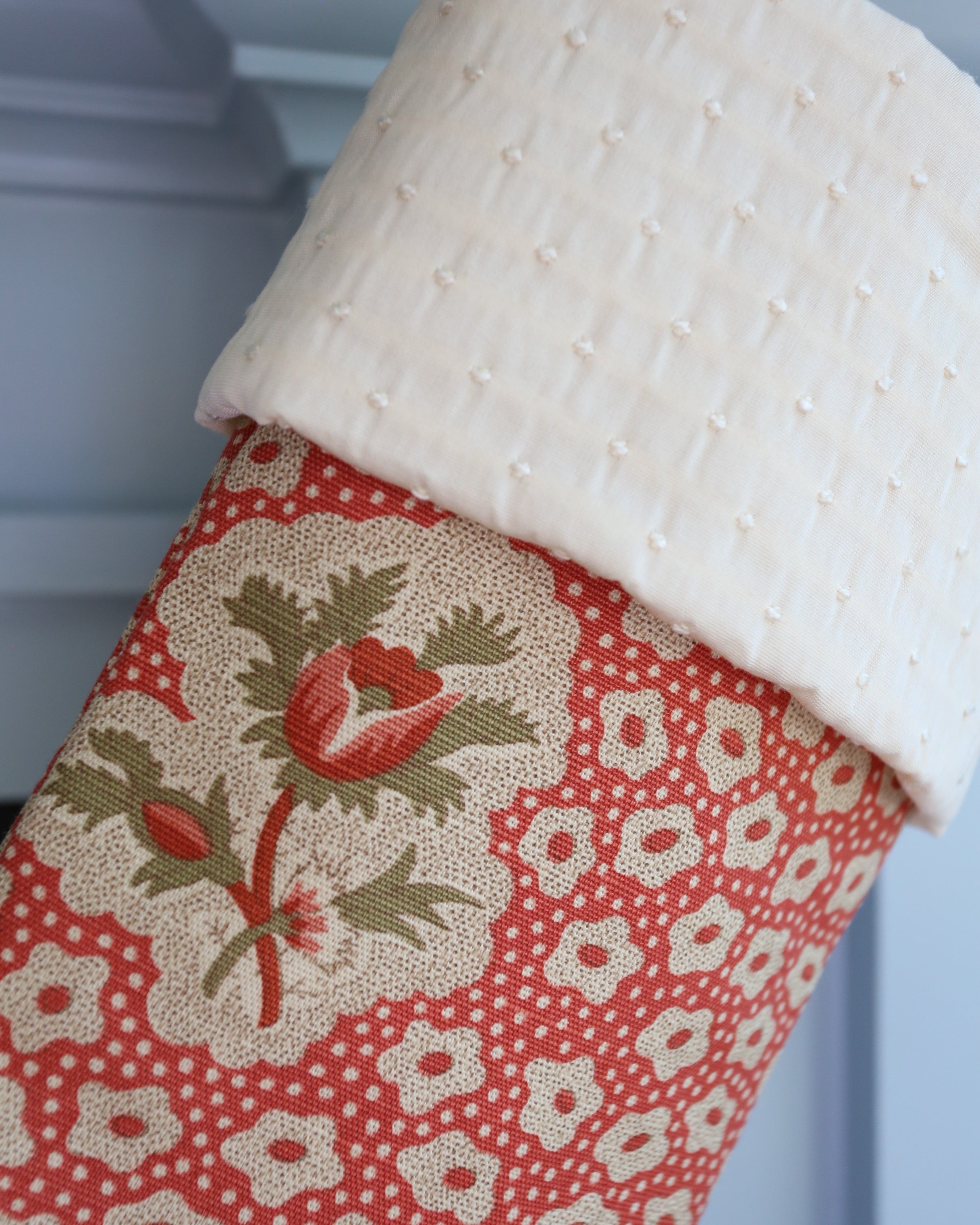 Jane Shelton Rose Medallions Red Stockings by Stuck on Hue